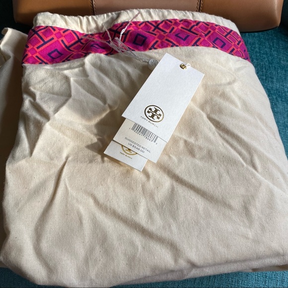 Tory Burch Block-T Degrade Vachetta Fresh Melon Leather Shoulder Strap Satchel - Picture 15 of 16